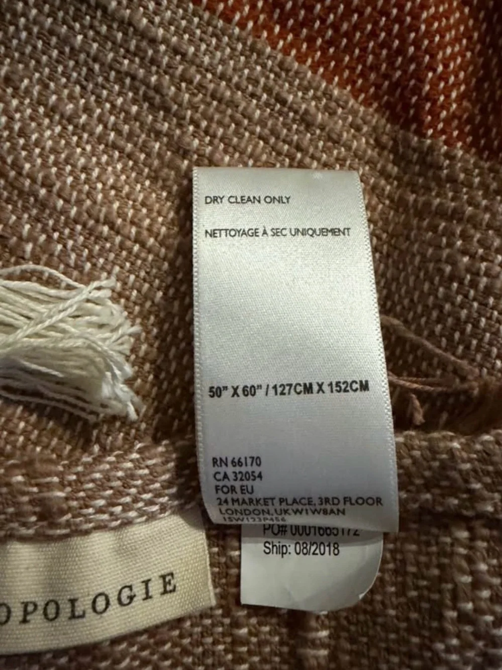 Anthropologie Striped Pom-Pom Throw Blanket